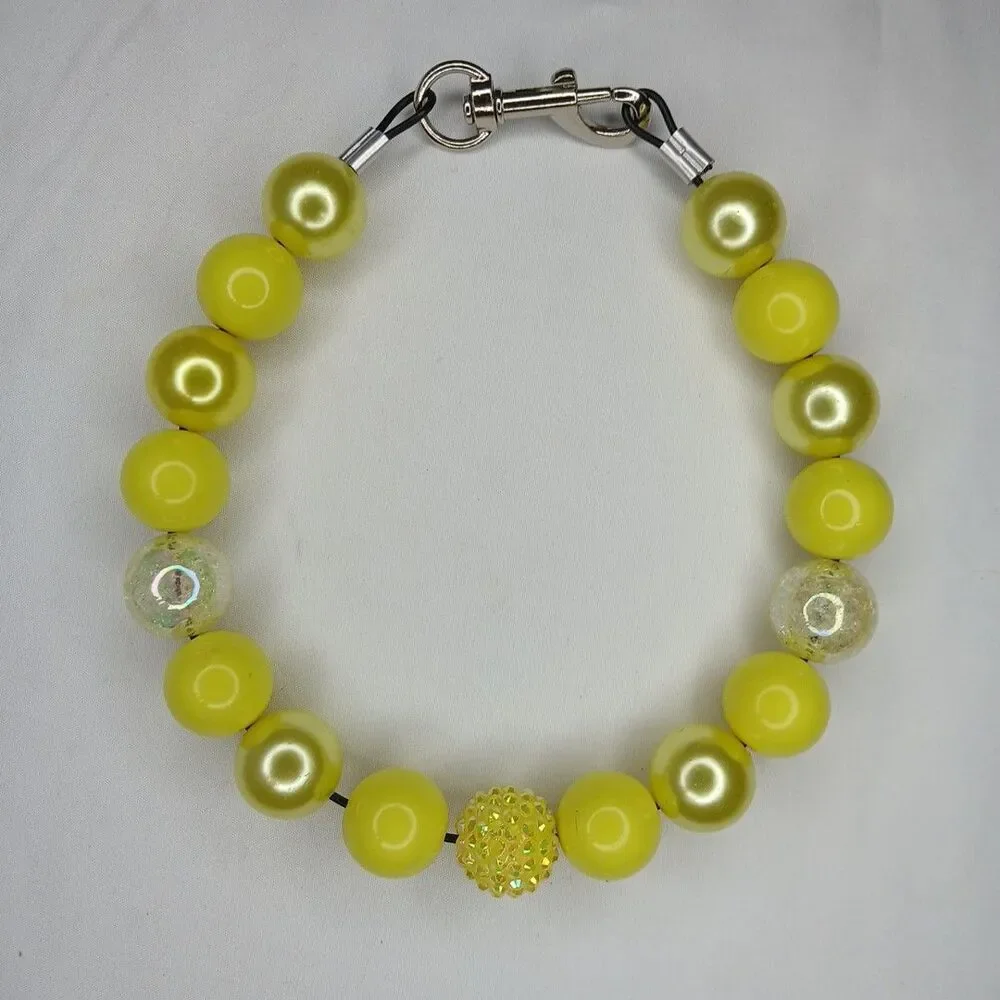 Handmade Sunny Side Beaded Dog Puppy Collar Necklace Jewelry Durable M 16 3/4